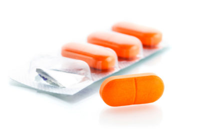Tabletten orange in Blister Verpackung